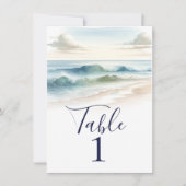 Numéro de table de mariage rustique avec vagues de (Devant)