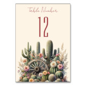 Numéro de table de mariage rustique Cactus et roue (Par défaut)