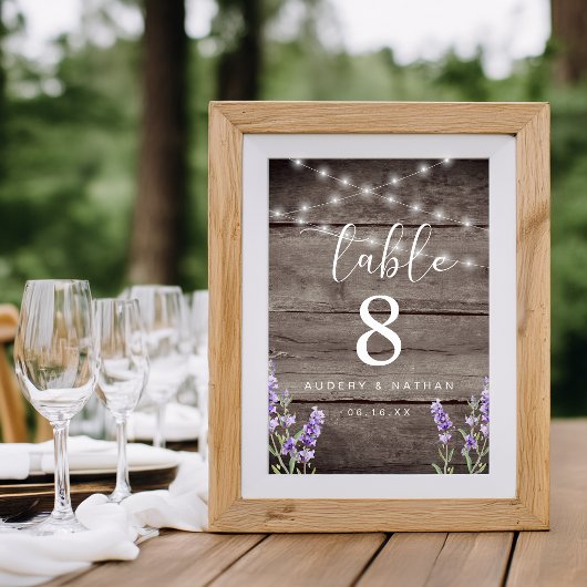 Numéro de table de mariage Rustique Lumières Lavan