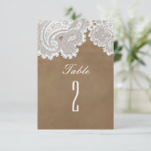 Numéro de table de mariage rustique marron et dent (Debout devant)