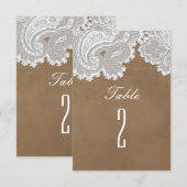 Numéro de table de mariage rustique marron et dent (Devant / Derrière)