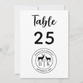 Numéro de table de mariage rustique Monogram Deer (Devant)