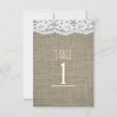 Numéro de table de mariage rustique simple en toil (Devant)