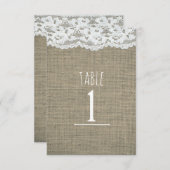 Numéro de table de mariage rustique simple en toil (Devant / Derrière)