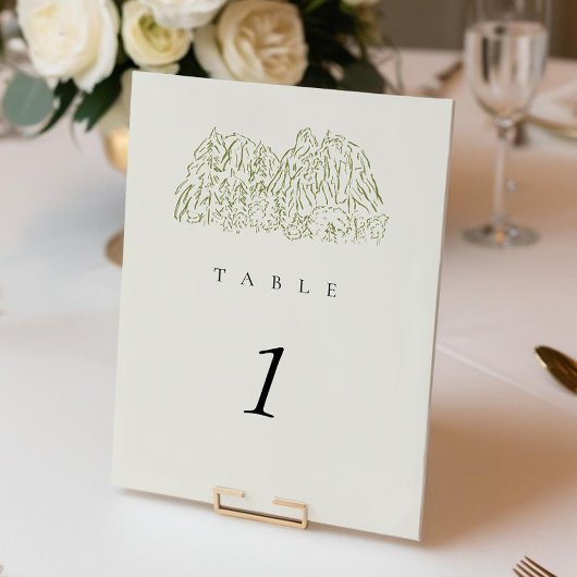 Numéro de table de mariage Rustique Yosemite Mount