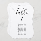 Numéro de table de mariage simple + carte de noms (Devant / Derrière)