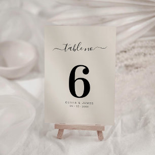 Numéro de table de mariage simple couleur unie bei