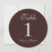 Numéro de table de mariage simple marron neutre (Devant)