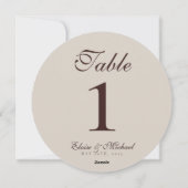 Numéro de table de mariage simple marron neutre (Dos)