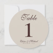 Numéro de table de mariage simple marron neutre (Devant)