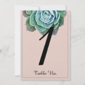 Numéro de table de mariage succulent rose (Dos)