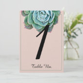 Numéro de table de mariage succulent rose poudré (Debout devant)