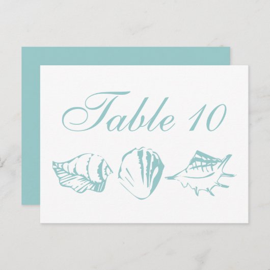 Numéro de table de mariage sur la plage Coquillage (Devant / Derrière)