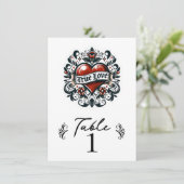 Numéro de table de mariage tatouage coeur d'amour (Debout devant)