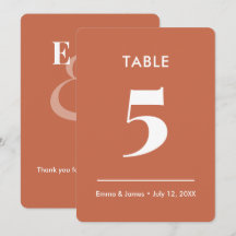 Numéro de table de mariage Terracotta Ampersand