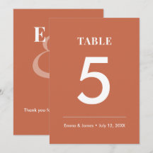 Numéro de table de mariage Terracotta Ampersand | 