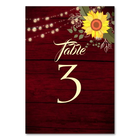 Numéro de table de mariage tournesol (Par défaut)