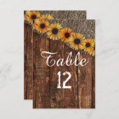 Numéro de table de mariage tournesol toile de jute (Devant / Derrière)