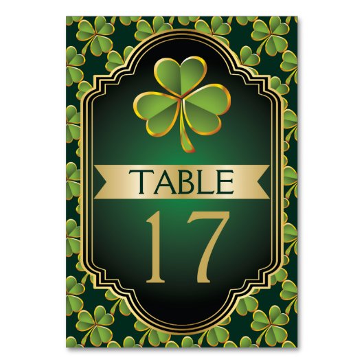 Numéro de table de mariage trèfle irlandais or et  (Par défaut)