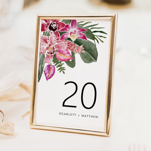 Numéro de table de mariage tropical