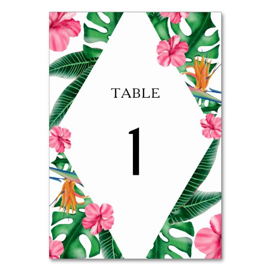Numéro de table de mariage tropical aquarelle (Par défaut)