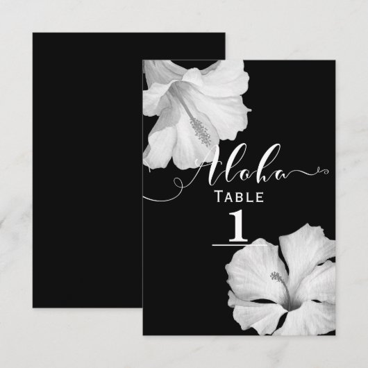 Numéro de table de mariage tropical noir d'hibiscu (Devant / Derrière)
