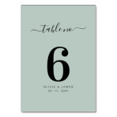Numéro de table de mariage vert clair uni simple (Dos)