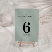 Numéro de table de mariage vert clair uni simple