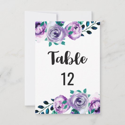 Numéro de table de mariage vert d'eau et violet Pl (Devant)