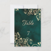 Numéro de table de mariage vert émeraude avec des (Devant)