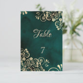 Numéro de table de mariage vert émeraude avec des (Debout devant)