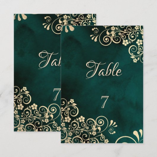 Numéro de table de mariage vert émeraude avec des (Devant / Derrière)