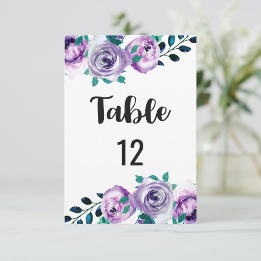 Numéro de table de mariage vert et violet Plan de  (Debout devant)