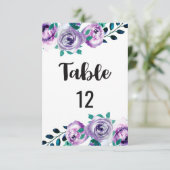Numéro de table de mariage vert et violet Tableau  (Debout devant)