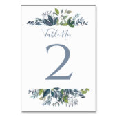 Numéro de table de mariage | Vert feuillage Bleu P (Dos)