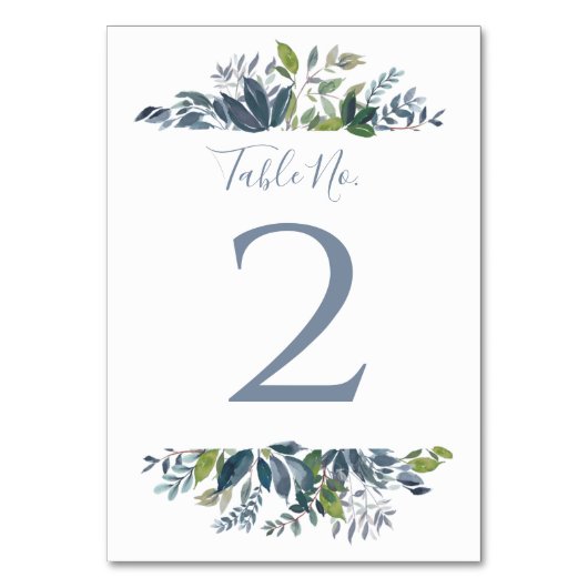 Numéro de table de mariage | Vert feuillage Bleu P (Par défaut)