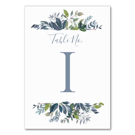 Numéro de table de mariage | Vert feuillage Bleu P (Par défaut)