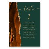 Numéro de table de mariage vert foncé Agate Or Rou (Dos)