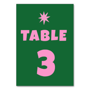 Numéro de table de Mariage vert rétro