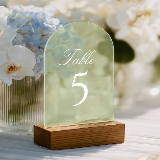 Numéro de table de mariage vert sauge