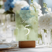 Numéro de table de mariage vert sauge