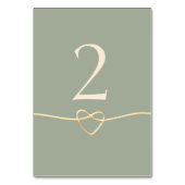 Numéro de table de mariage vert sauge avec cœur (Par défaut)