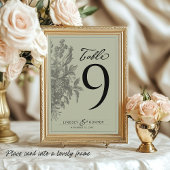 Numéro de table de mariage vert sauge floral vinta