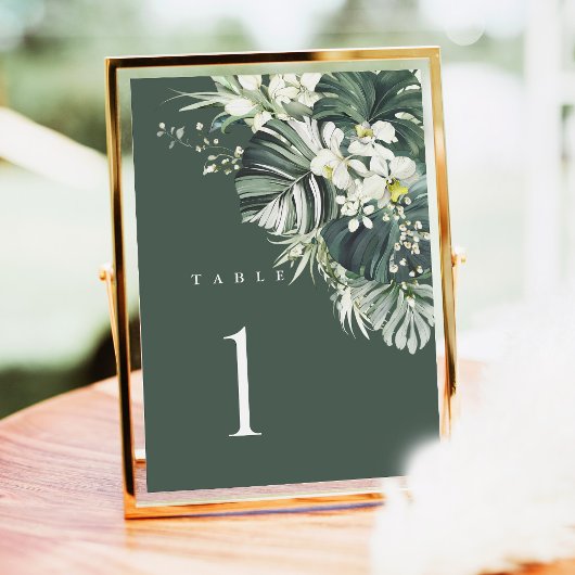 Numéro de table de mariage Vert Sauge Tropical, Mo
