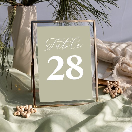 Numéro de table de mariage Vert simple