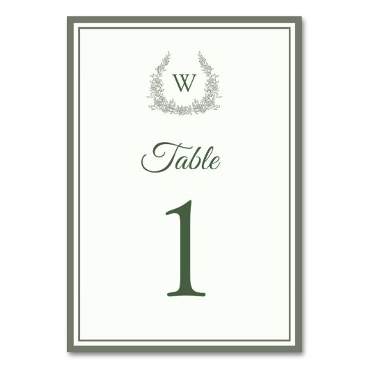 Numéro de table de mariage vert thym ivory (Par défaut)