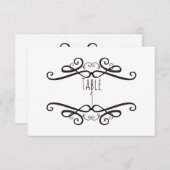 Numéro de table de mariage vintage classique noir (Devant / Derrière)