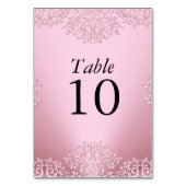 Numéro de table de mariage vintage rose damassé (Dos)