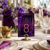 Numéro de table de mariage violet lumineux chic