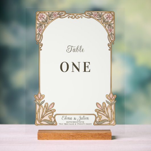 Numéro de table de mariage - Vitrail botanique (Neutre)